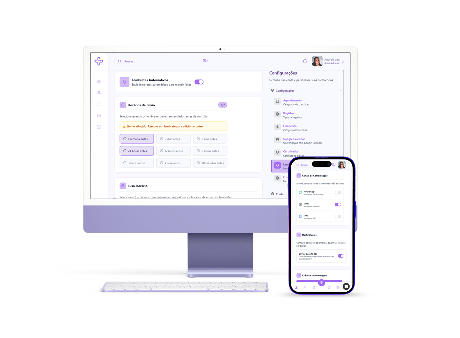 Lembretes Automáticos por WhatsApp e E-mail