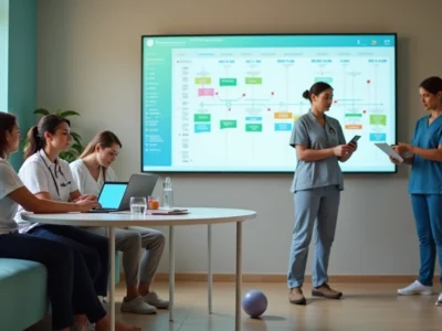 Equipes de terapeutas conectadas por informações centralizadas em painel digital